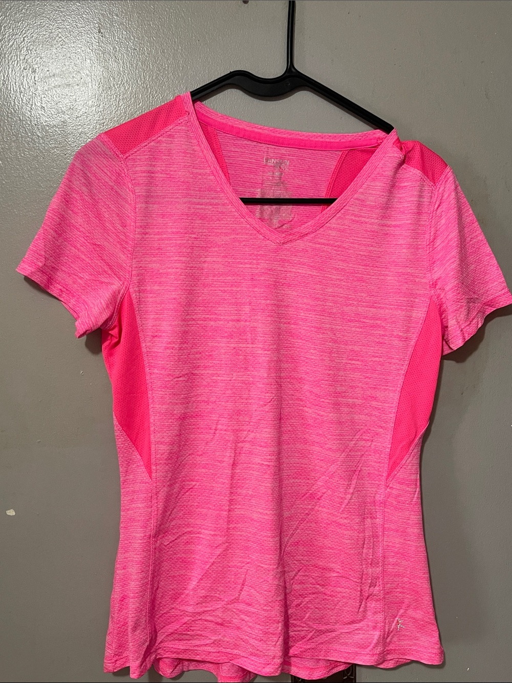 Danskin Now Neon Pink V-Neck Short Sleeve Active Tee